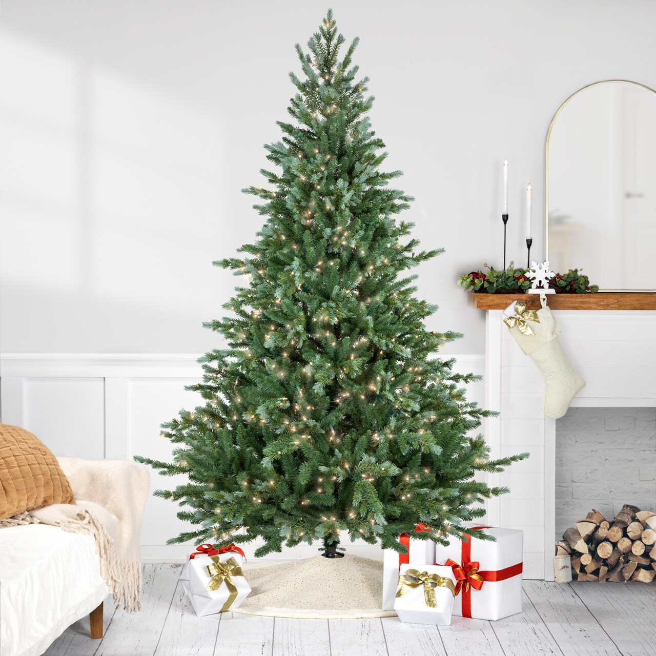 Northlight Real Touch™️Pre-Lit Medium Blue Spruce Artificial Christmas Tree - 7' - Clear Lights